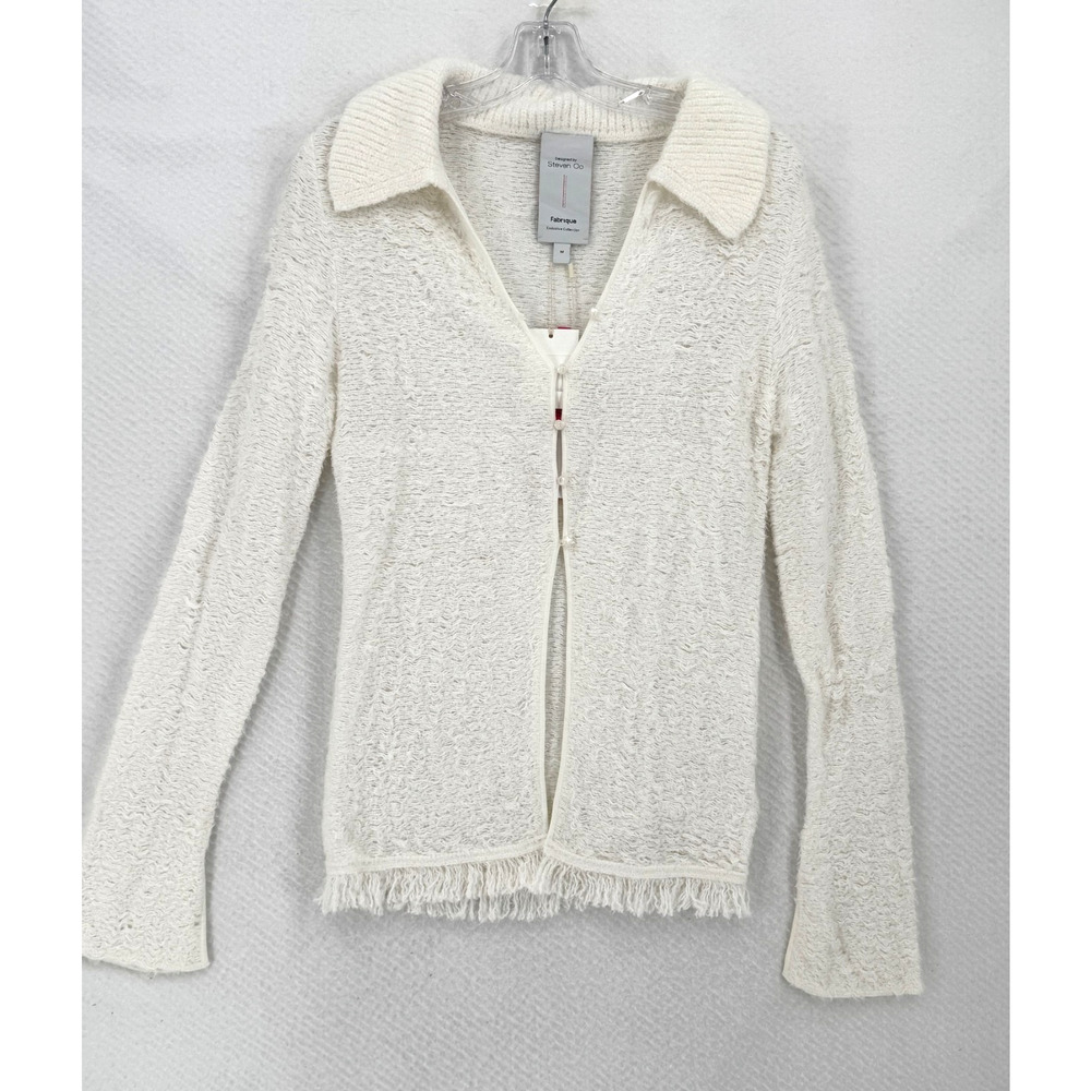 Fabrique Exclusive Collection Steven Oo White Eyelash Cardigan Sweater Sz M